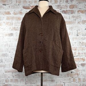 True Vintage 90s 100% Wool Oversize Button Up Long Sleeve Academia Blazer Jacket